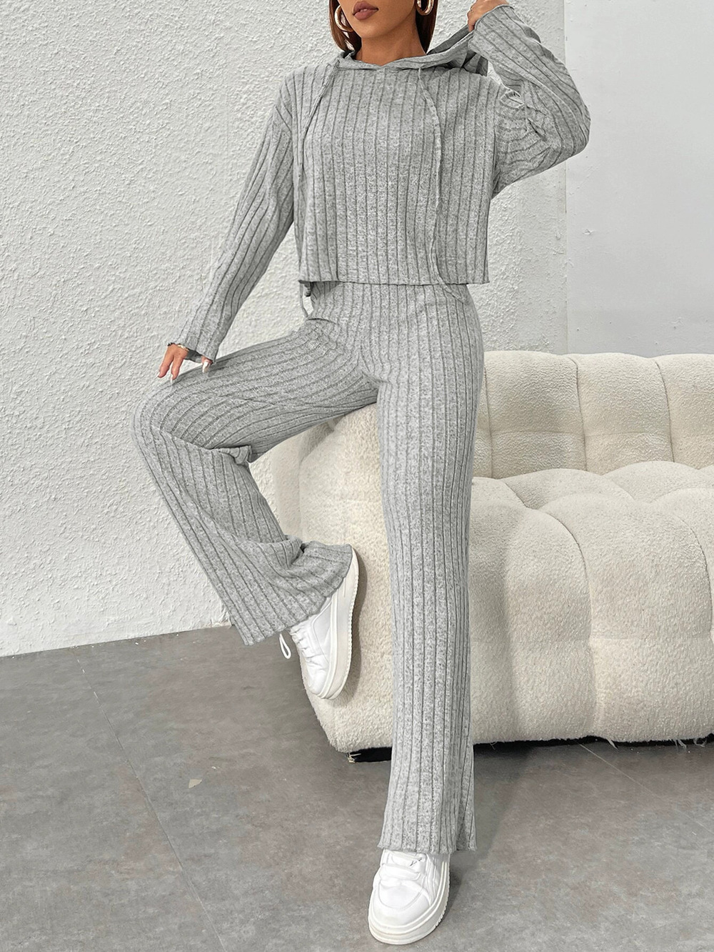 ZARA Simple Relaxed Hooded Loungewear 2-Piece Set Spring Summer Solid Color - Picture 3 of 6